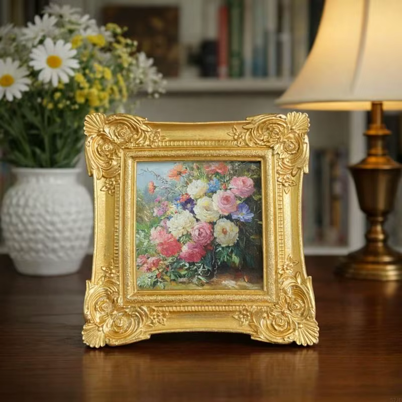 Cadre Photo élégant en résine avec Design floral, cadre Photo européen doré pour décoration murale d
