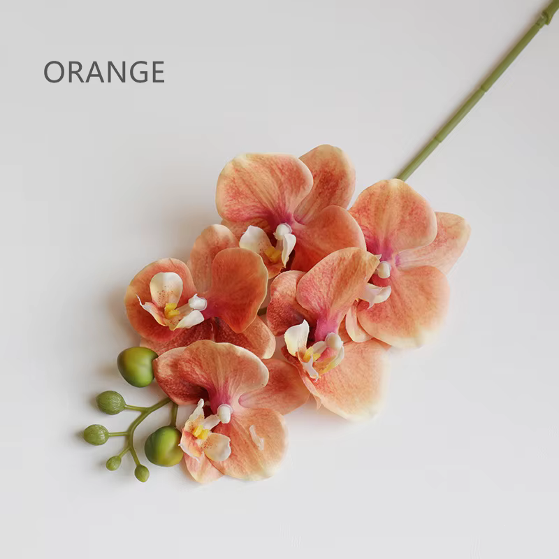 Fleur d'orchidée artificielle 45cm/17 pouces, fausse orchidée Phalaenopsis à tige longue avec 5 fleu