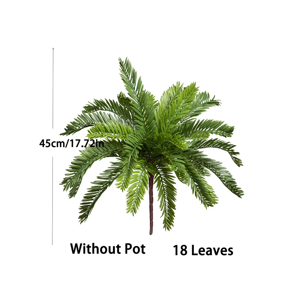 Plantes artificielles de palmier de 45 cm à 18 feuilles, faux cocotier, feuille tropicale persane, s