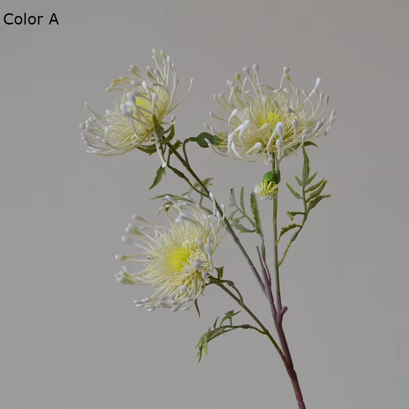 Fleurs artificielles de Leucospermum floquées pour la décoration de mariage flores artificiales faus
