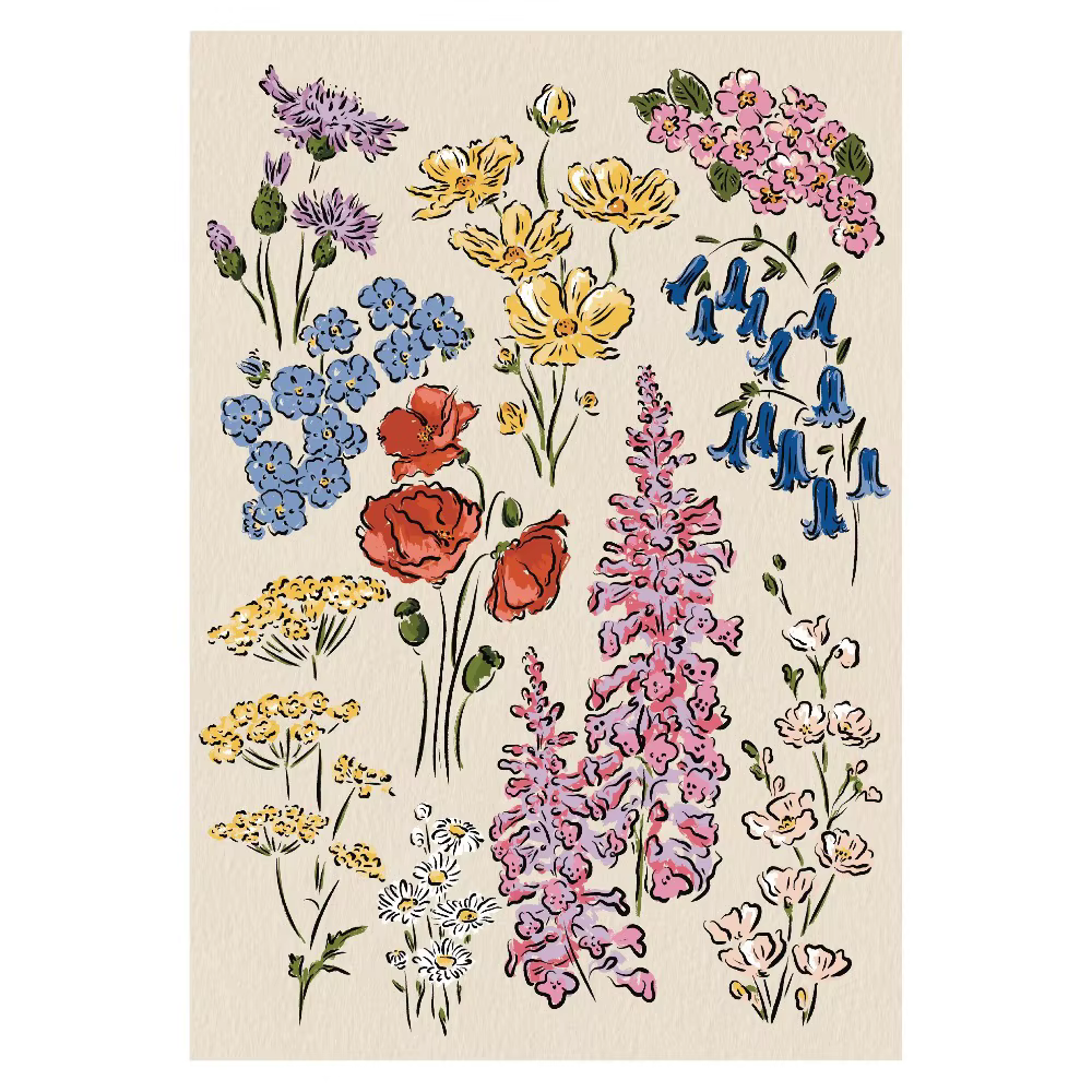 Affiche d'art de jardin avec vase à fleurs, illustration de plantes, impression sur toile, peinture 