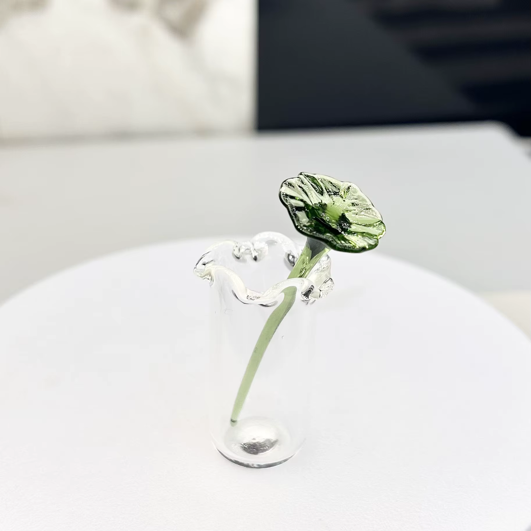 Mini Bouquet de fleurs de Simulation en verre, petit Vase en fer à cheval, Lotus, tulipe, ornements 