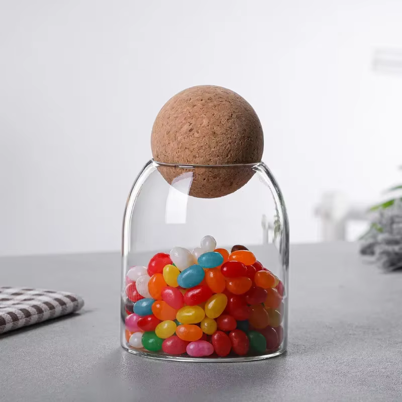 Pot scellé bouchon en liège en verre grains de café boîte de stockage de fruits secs cuisine aliment