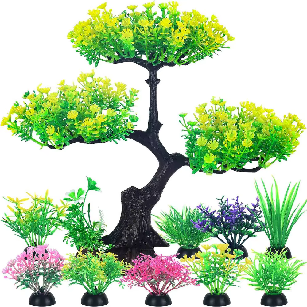 Plantes artificielles en plastique pour aquarium, simulation réaliste de plantes aquatiques, amusant