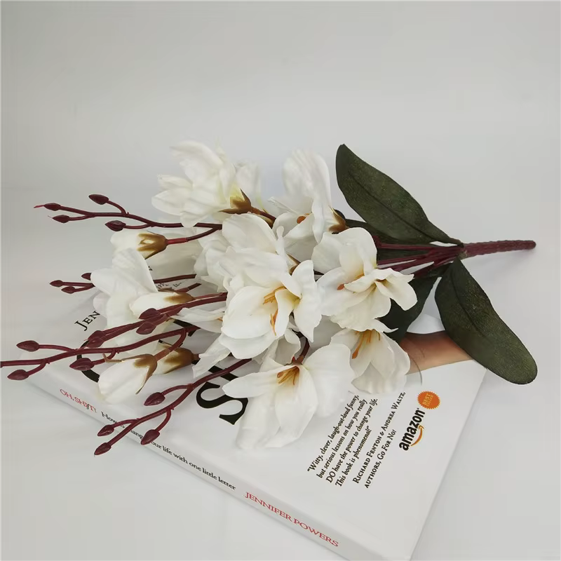 Fleur mangnolia artificielle, 45cm, décoration de mariage pour fête à la maison, cadeau de noël, acc