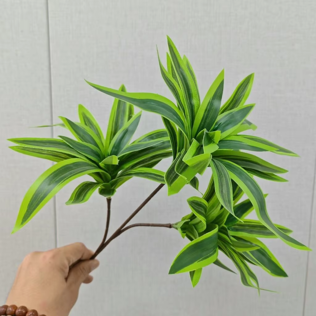 Palmier artificiel à 3 têtes de 36cm, branche de bambou en plastique, plantes tropicales en pot, fau