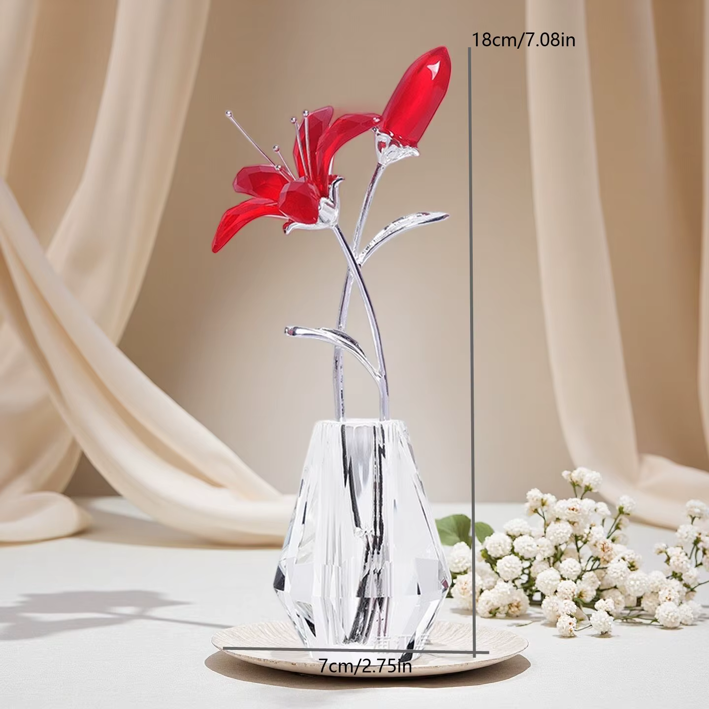 Ornement de fleur en cristal de luxe léger, décoration de bureau moderne et minimaliste pour salon, 