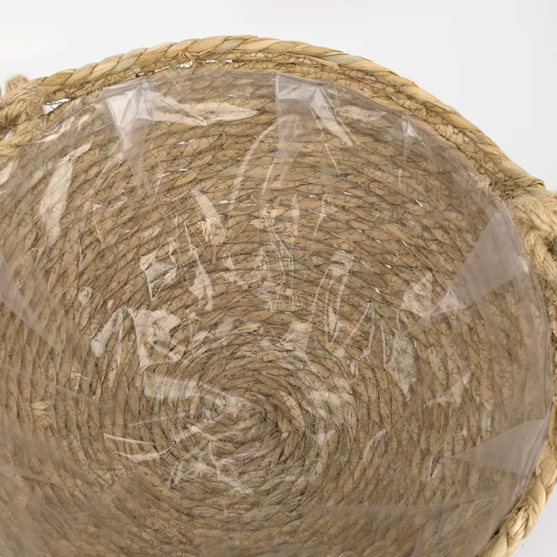 Ensemble de paniers de jardinières suspendus en jonc de mer naturel, Pots de plantes d'intérieur, dé