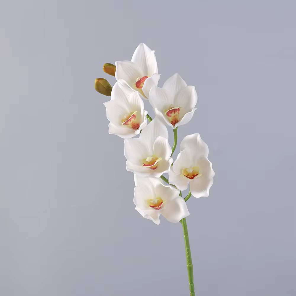 6 têtes d'orchidées artificielles Papilio, tiges pliables, couleurs vives, branche de fleurs Cymbidi