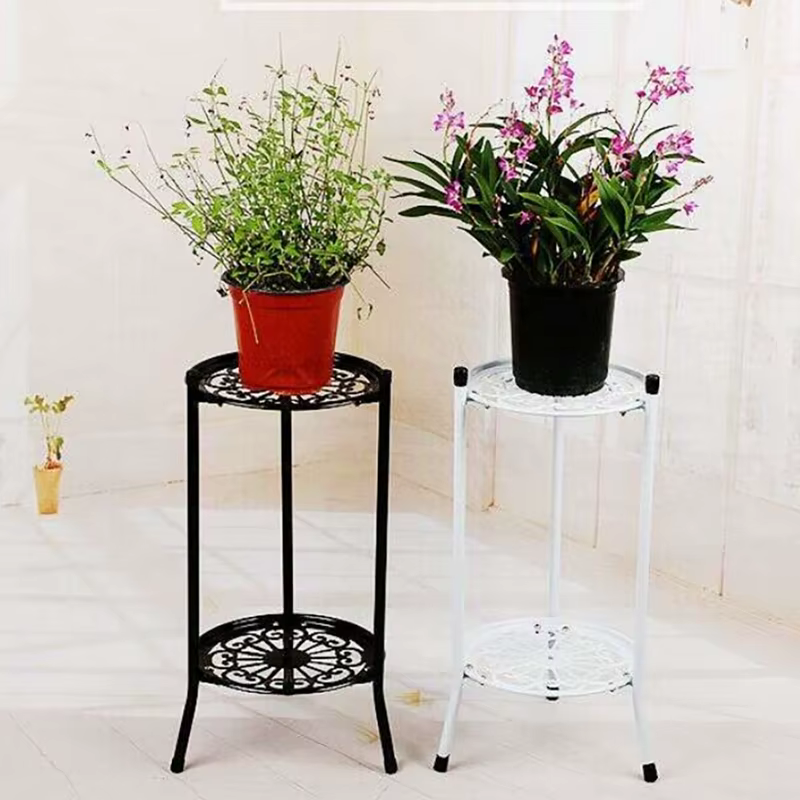 Étagère de support de plante en métal élégant à deux couches, porte-plante en pot, supports de pot d