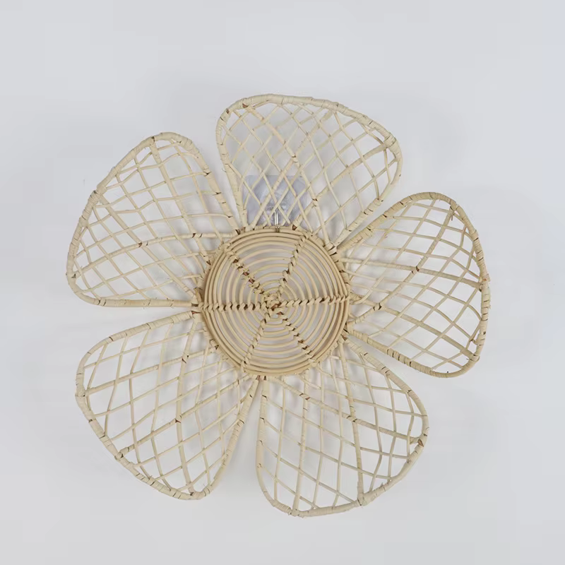 INS – ornements muraux de fleurs en rotin tissé nordique, artisanat en rotin naturel, Art de campagn