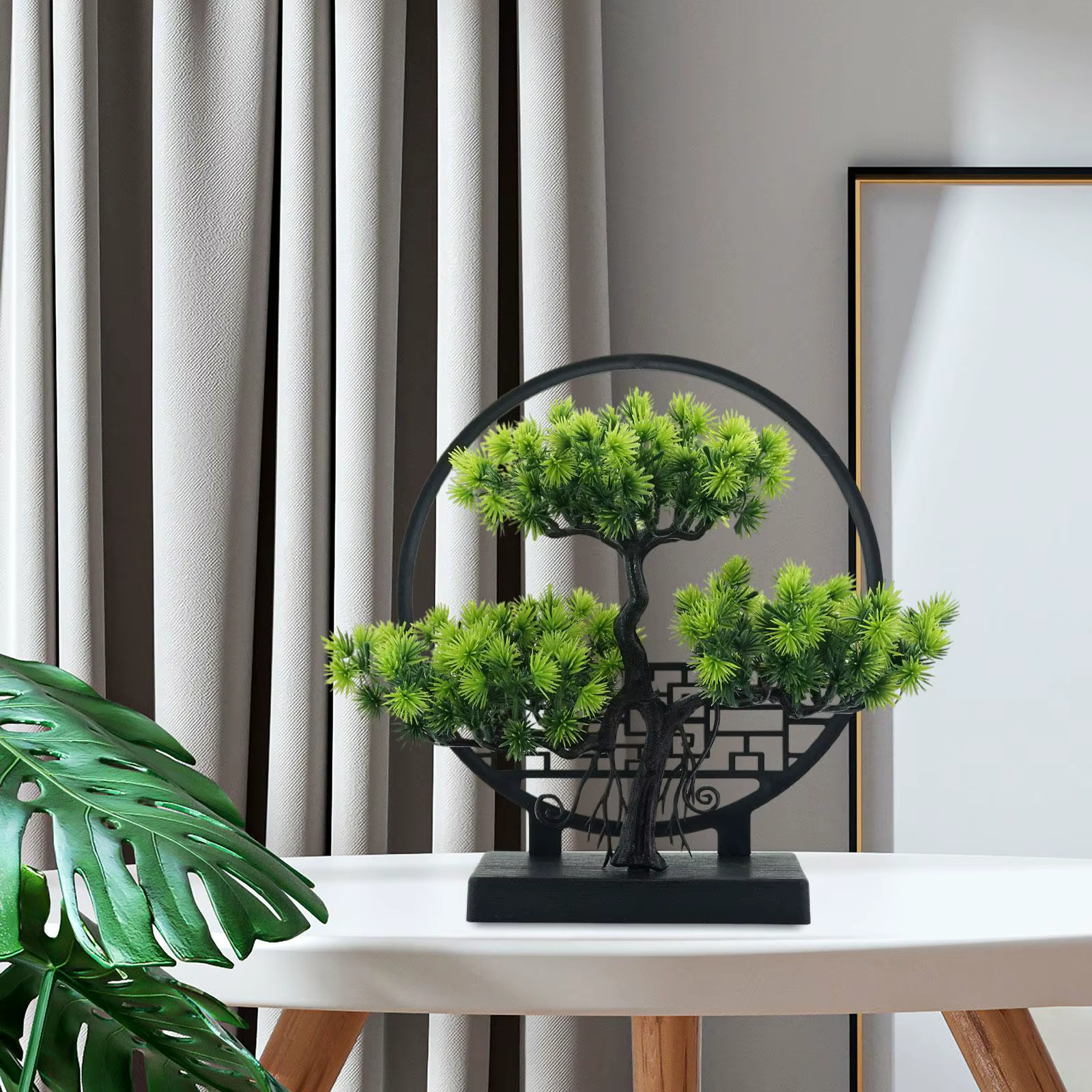 Bonsaï artificiel, plantes artificielles vertes, fausse plante d'intérieur pour bibliothèque, bureau