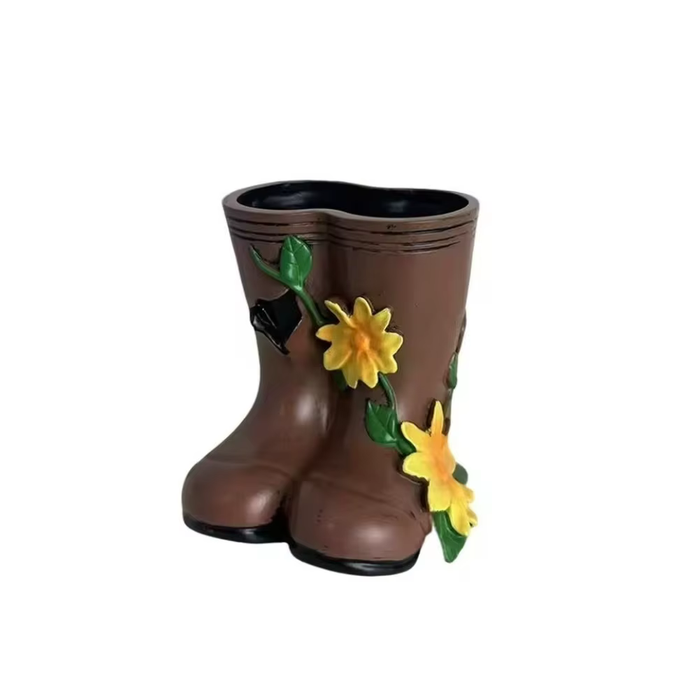 Vase en plastique unique et moderne, design bottes de pluie, pour plantes en pot, style enfantin, dé