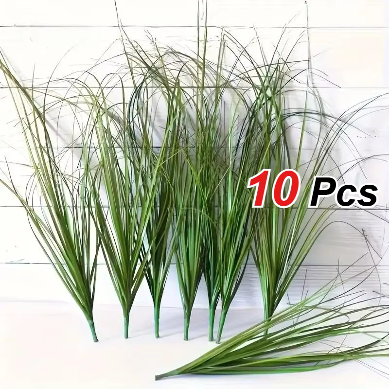 10 plantes vertes artificielles - Herbe d'oignon en résine adaptée à la décoration intérieure/extéri