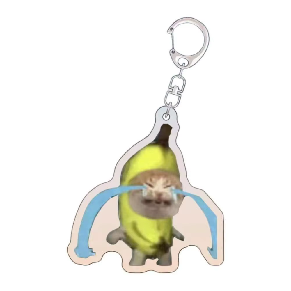 Porte-clés Banana Cat Happy Banana Cat, breloque pour sac à dos, chaîne de téléphone portable Banana