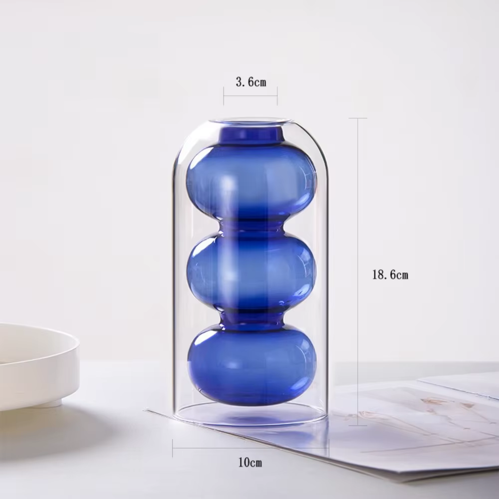 Vase en verre coloré créatif nordique, Arrangement de fleurs simples pour salon, fleurs sèches pour 