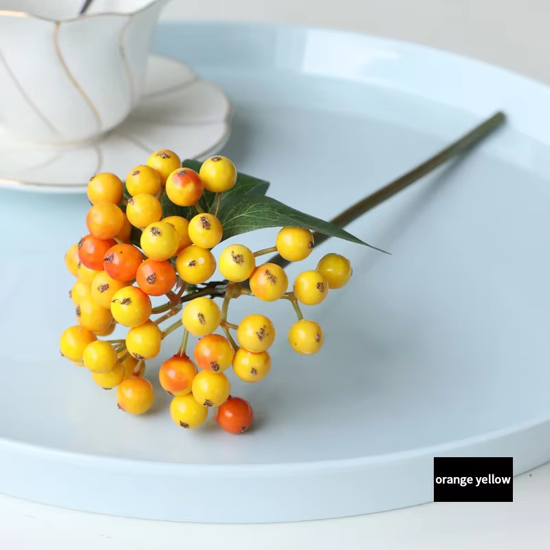 Bouquet de branche de myrtille artificielle, fausse plante, tige de baie bleue, maison, salon, fête,