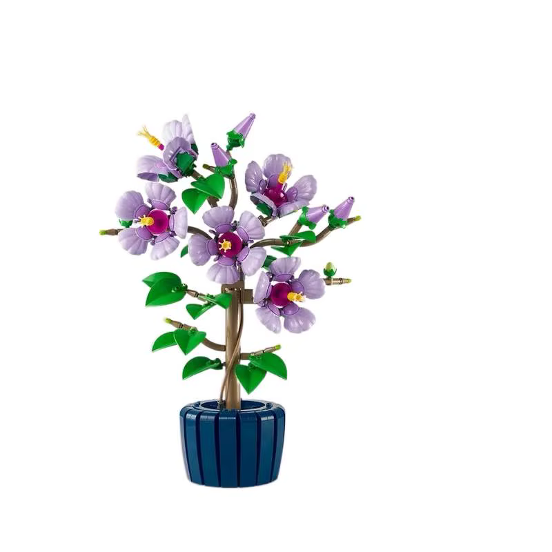 10372 Bouquet de fleurs d'hibiscus en pot, plante bonsaï, jouets de construction pour filles, cadeau
