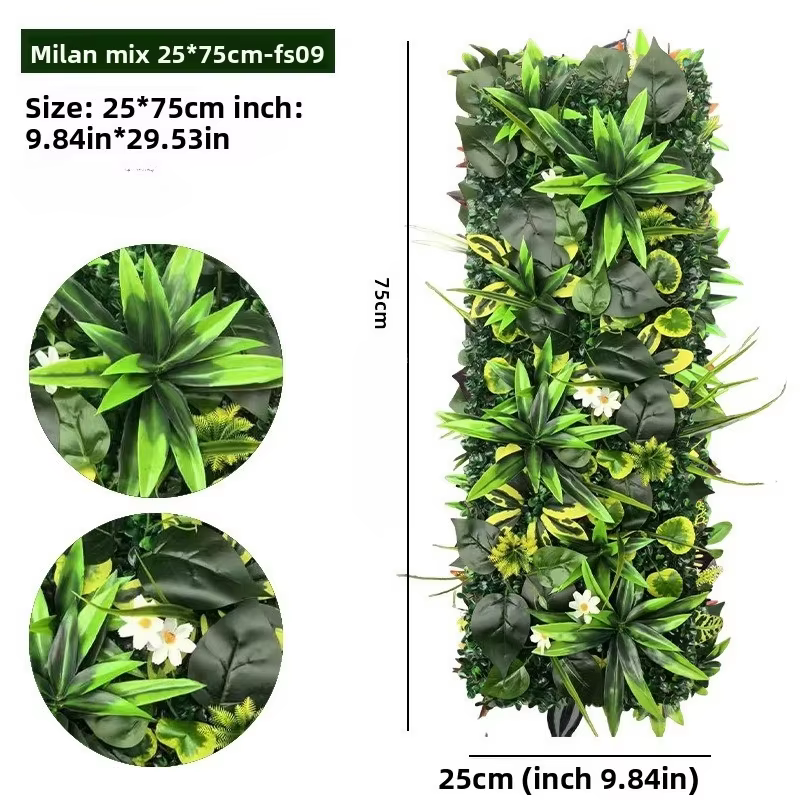 Panneau de clôture murale en herbe artificielle 75x25cm, panneau de haie de buis pour la décoration 