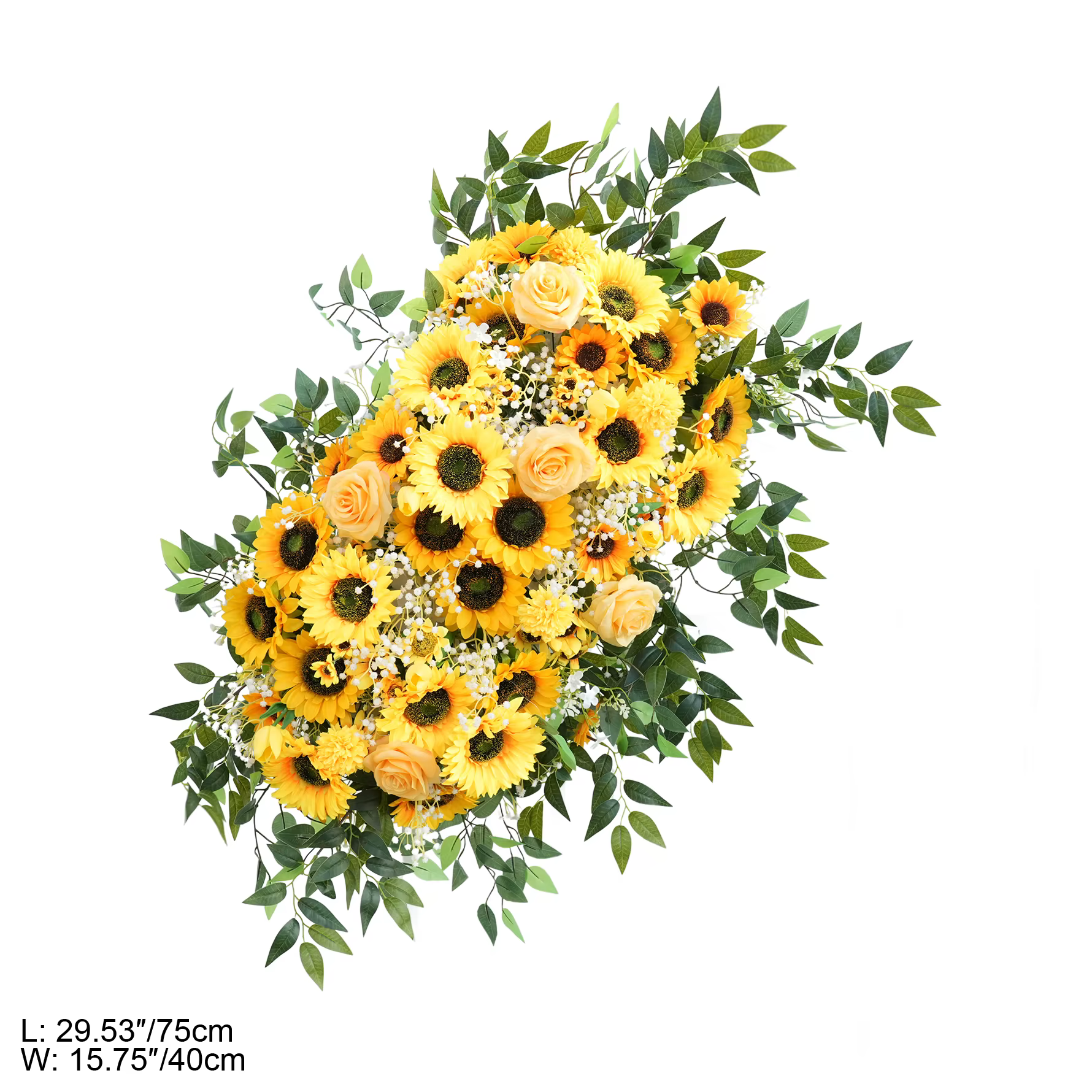 XUELY X9196 Composition florale artificielle de tournesols et verdure pour toile de fond de mariage,