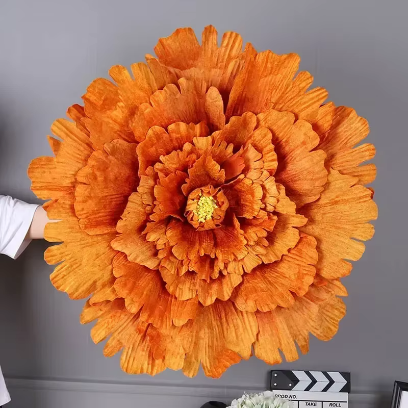 Grande fleur de pivoine géante artificielle en velours, décoration murale de fond, mise en scène de