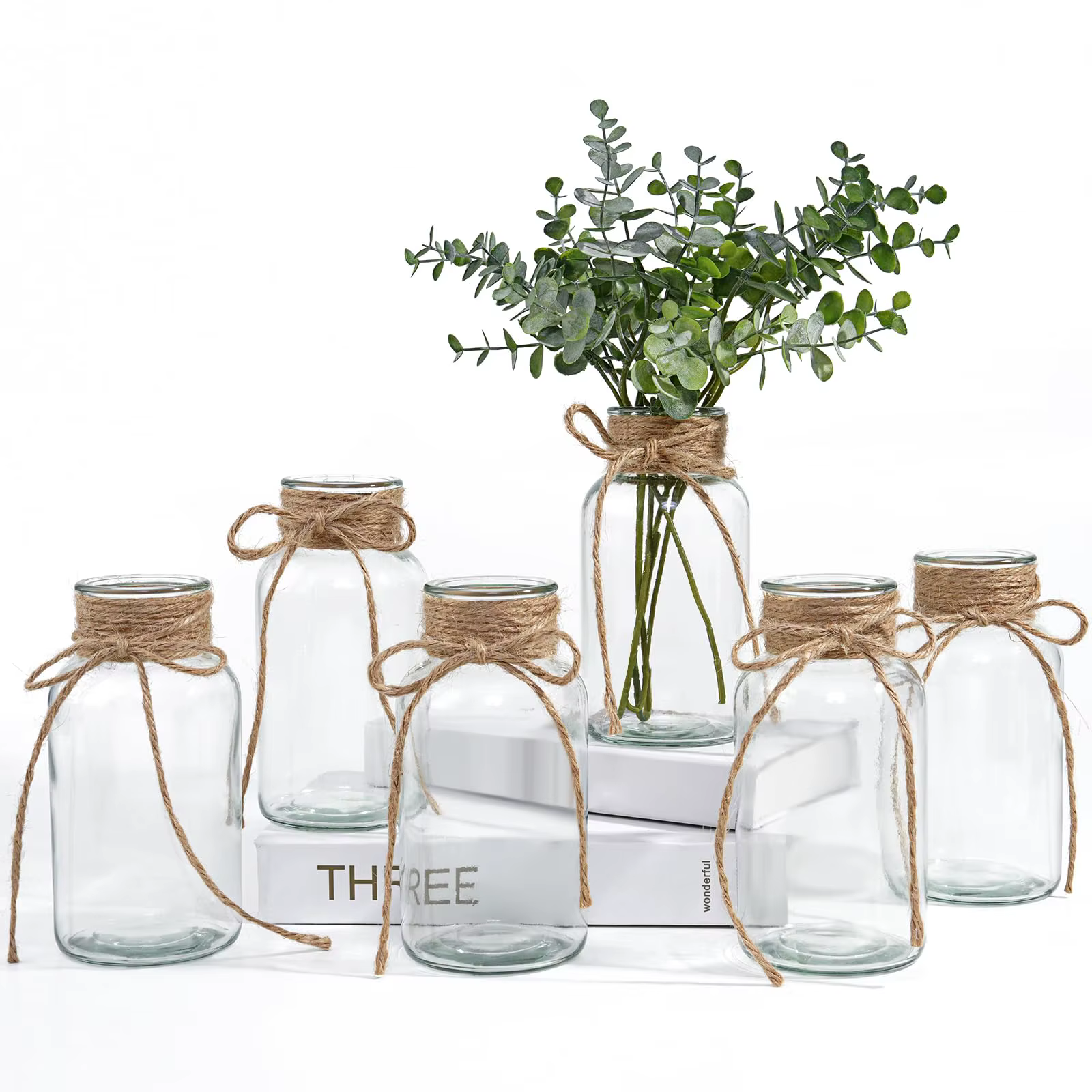 Vases en verre Vintage, fleurs claires, bouteille de fleurs nordique, plantes rétro, pot en verre po