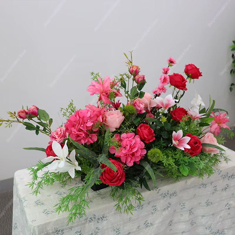Rose chrysanthème plantes vertes feuille sol Arrangement Floral centres de Table de mariage pour Tab