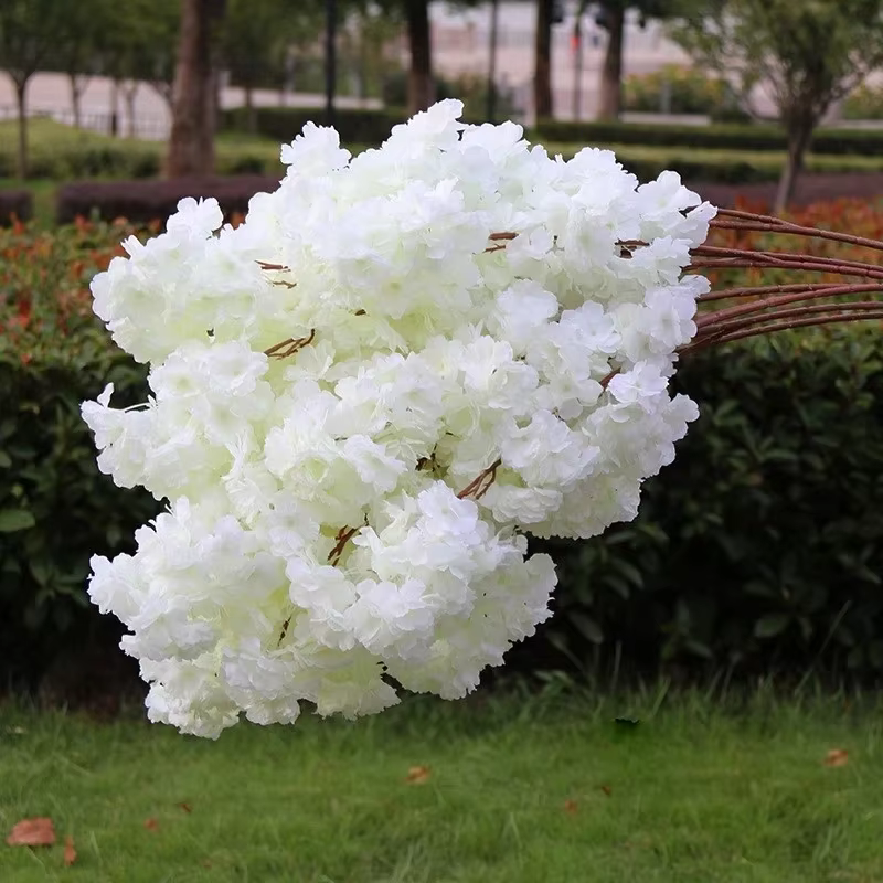 Fleurs artificielles pour décoration d'arc de mariage, fausse fleur, injhortensia, branche blanche,