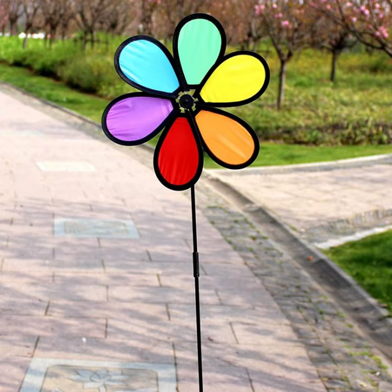 Nouveau Coloré arc-en-ciel Dazy fleur Spinner vent moulin à vent jardin cour décor extérieur