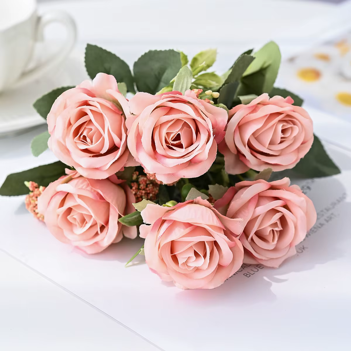 Fleurs Artificielles en Soie, Bouquets de Roses pour Festivals, Jardins, Maisons, Tables, Mariages, 