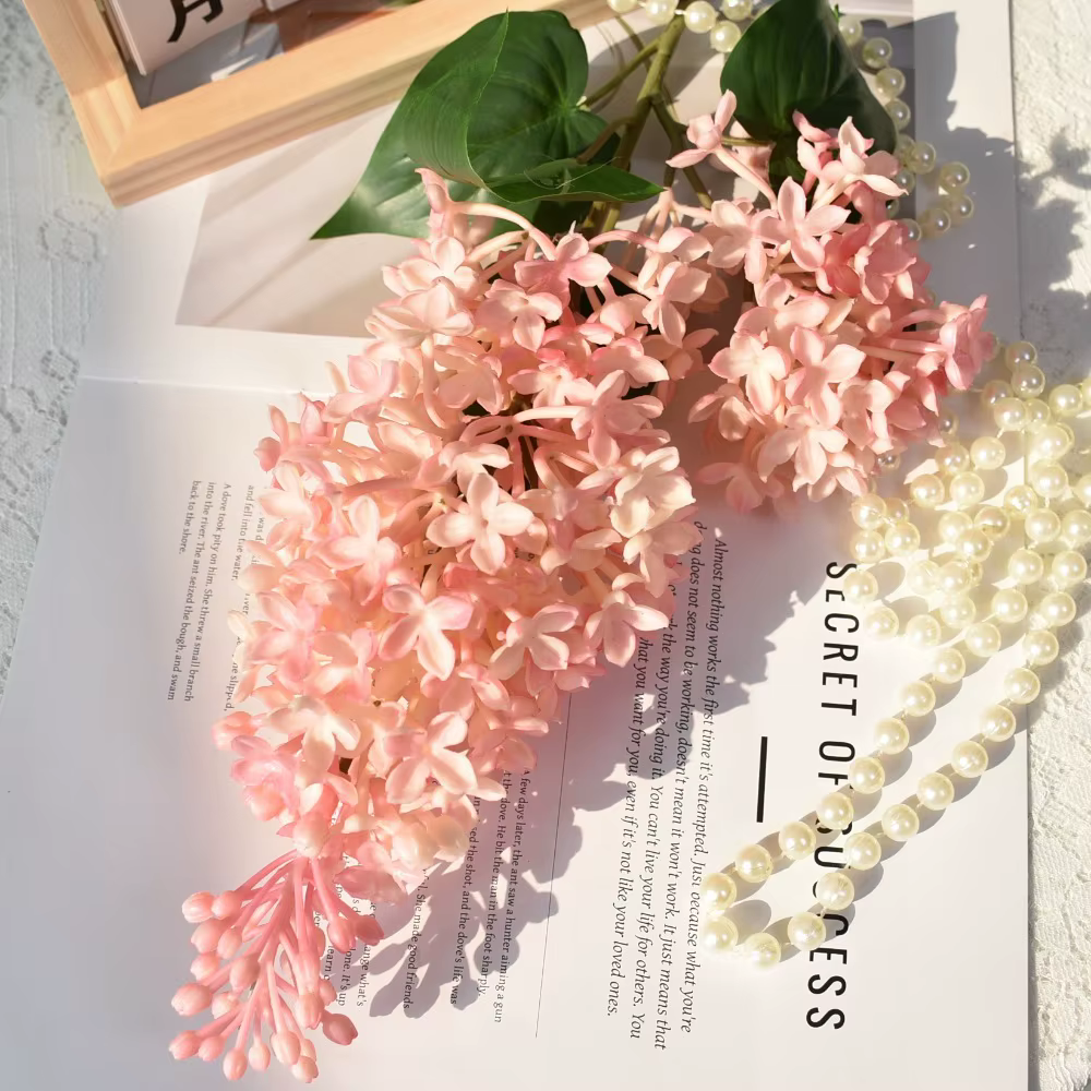 Nouvelle fleur artificielle en silicone rose lilas 75 cm, plantes artificielles violettes, simulatio