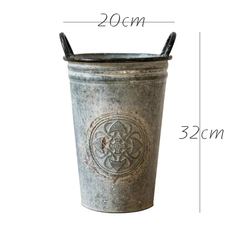 Vase à fleurs en peau de fer flocon de neige, tache de rouille rétro, décoration de magasin de fleur