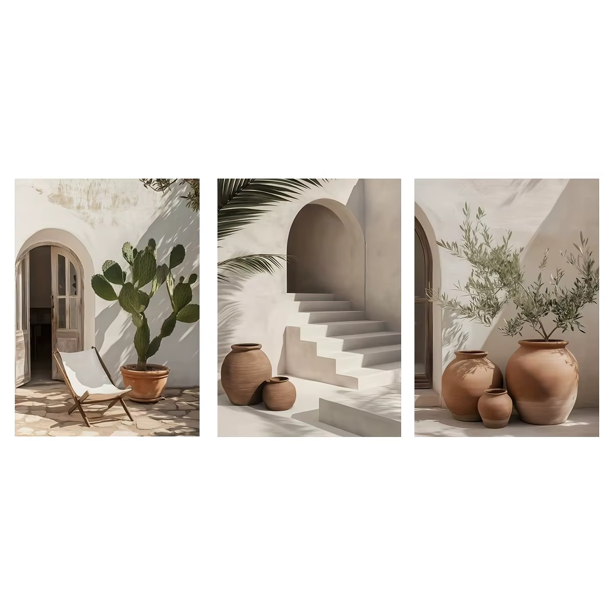 3 pièces méditerranéen bohème plantes en pot imprime affiche moderne photographie Art imprime arc dé
