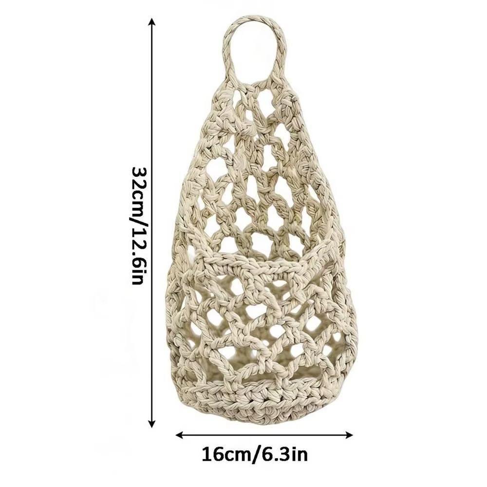Panier suspendu pour plantes en corde de coton tissée à la main, support mural pour plantes avec cro
