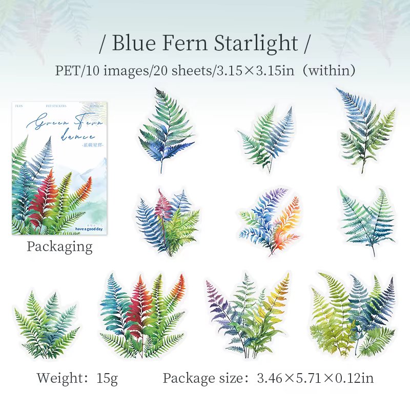 Pack d'autocollants plantes naturelles, 20 pièces, plantes transparentes, imperméables, herbe, décor