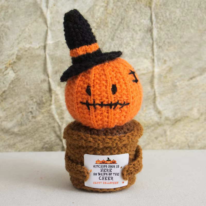 Pot de fleur en Crochet pour Halloween, décor de plante de Cactus tissé à la main, Pot de fleur tric