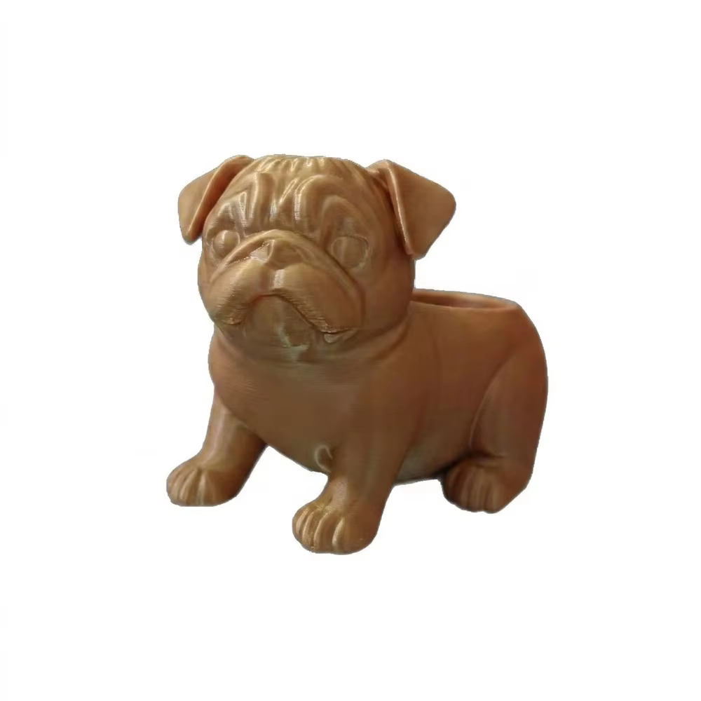 Pot de fleurs en forme de pug imprimé en 3D, pot amusant et minimaliste en forme d'animal, figurine