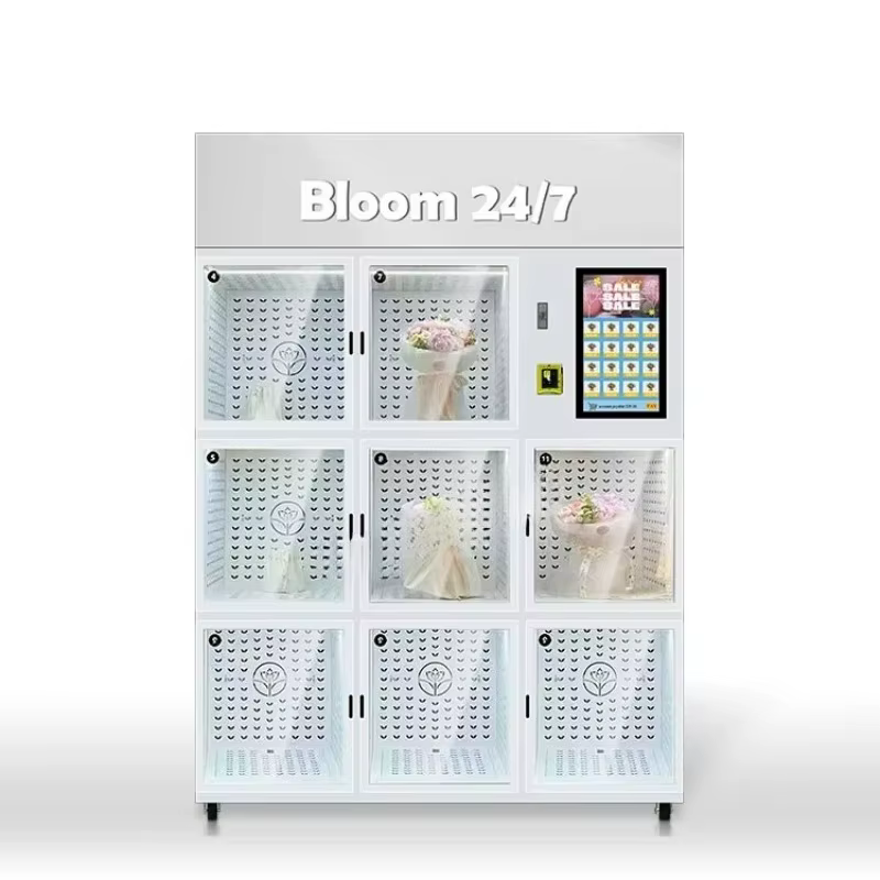 Distributeur automatique de bouquets de fleurs personnalisé avec système de désembuage actif, distri