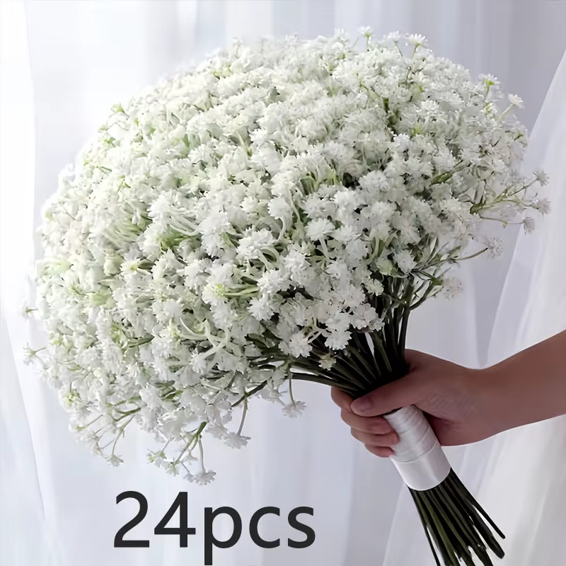 24 bouquets - 720 fleurs artificielles pour la Saint-Valentin et les mariages, bouquets blancs avec 