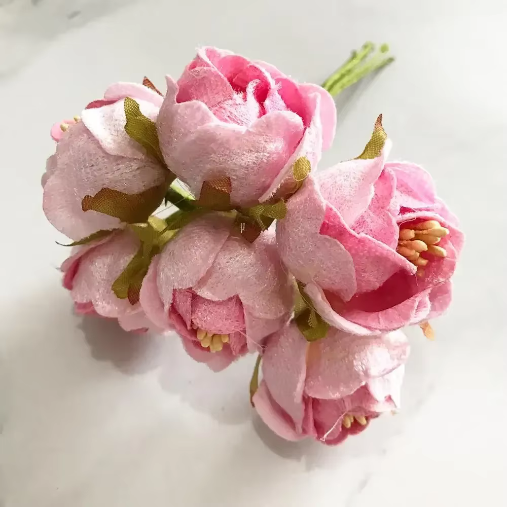 6/8/10/12/24/200 pièces rose hybride fleur cerise étamine baies Bundle bricolage gâteau noël mariage