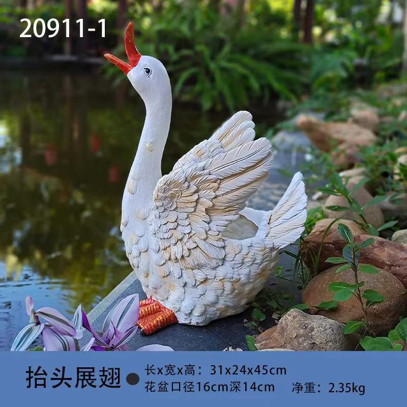 Pot de fleur de canard de dessin animé pour jardin extérieur, plantes en pot, sécuritaires à poisson