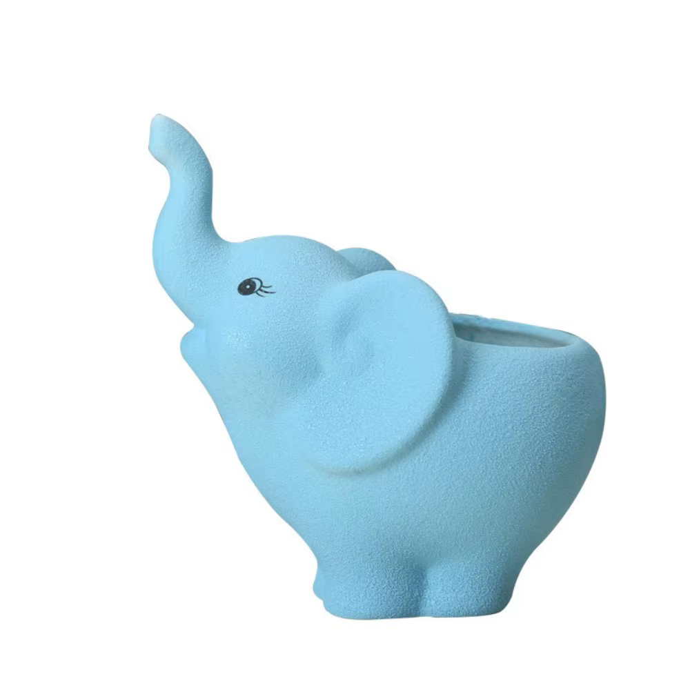 Pot de fleurs en céramique en forme d'éléphant, minimaliste, pratique, fait main, vase éléphant mign