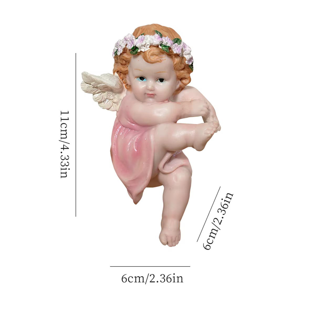 Statue d'ange porte-plante, figurine en résine, décoration de jardin, ornement pour pot de fleurs ex