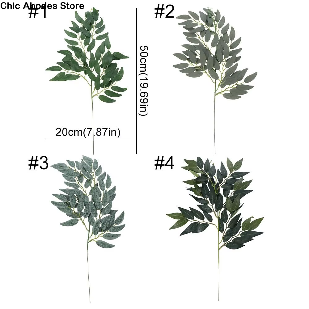 Longues feuilles et branches de saule artificielles, toucher réel, en soie, faites à la main, élégan