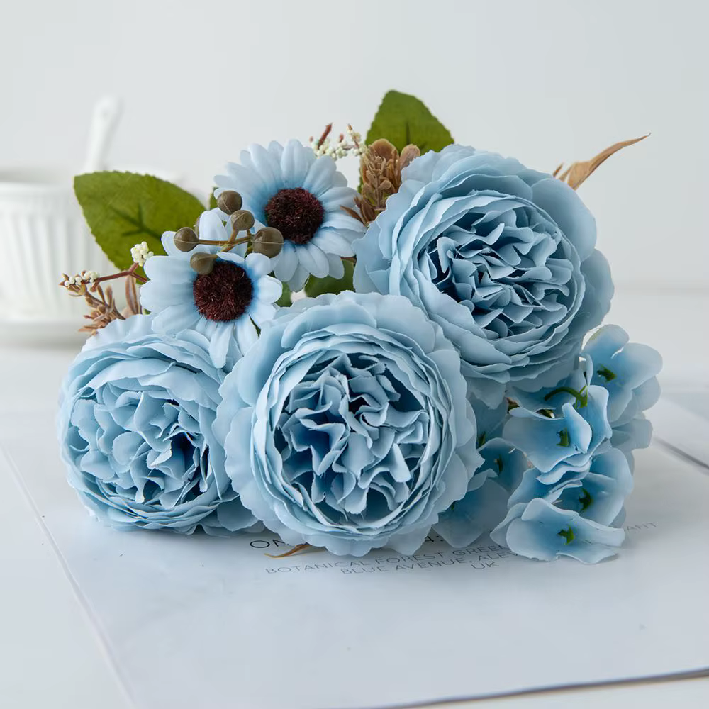 Fleurs artificielles en soie, pivoine persane, pour jardin extérieur, cour, festival, mariage, bouqu