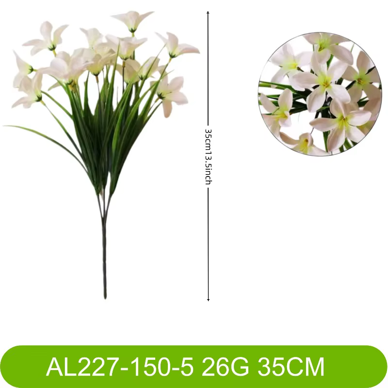 Bouquet de 20 fleurs artificielles en soie, magnolias et lys, décoration d'intérieur, plantes artifi