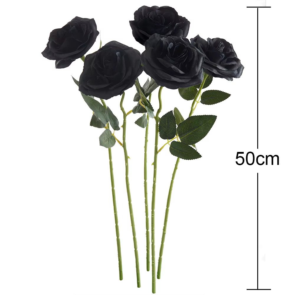 Rose artificielle gothique en soie noire, Bouquet de maintien à la main pour mariée, fête, mariage, 