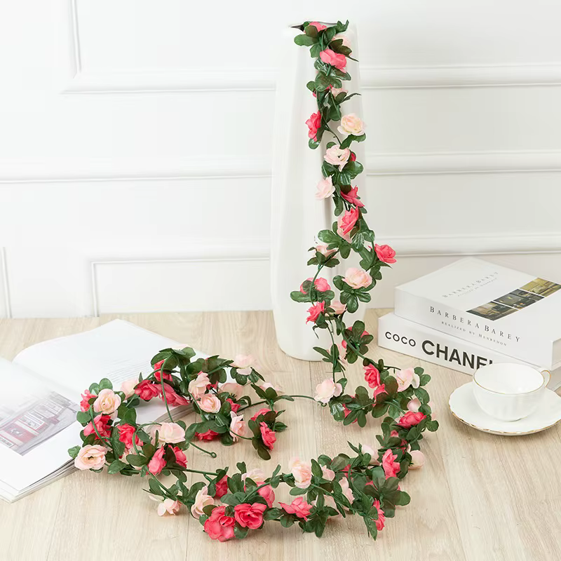 Guirlande de fleurs artificielles de vigne de Rose de 250cm, accessoires de noël pour décoration de 