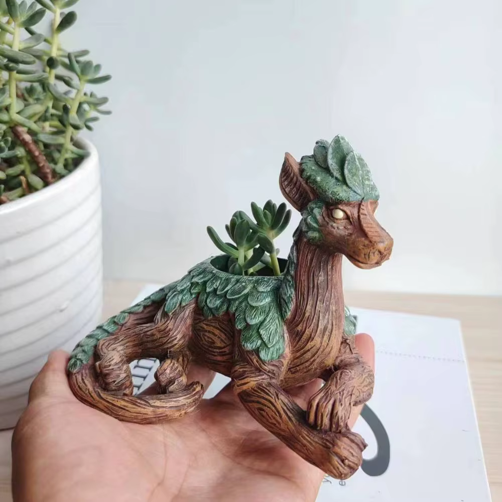 Jardinière d'arbre de dragon créative, jardinière succulente, statue de jardin, cadeau en résine pou