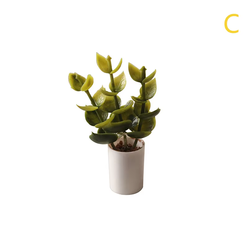 Plante miniature en pot pour maison de poupée, feuilles vertes, pot de bonsaï, modèle de jardin, déc
